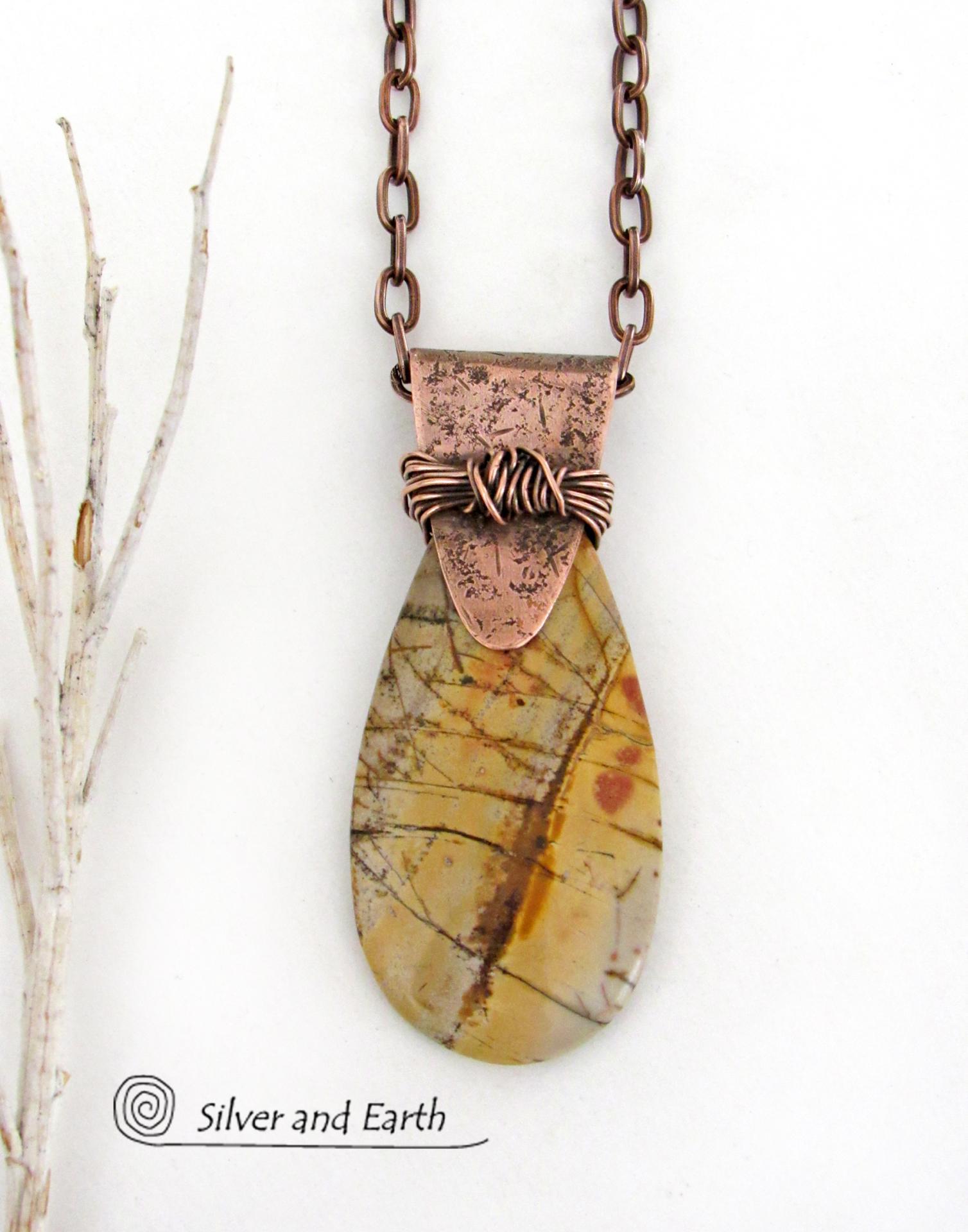 Colorful Red hotsell Creek Jasper Necklace, Antique Copper and Stone Necklace, Fall Colors Necklace and Earrings